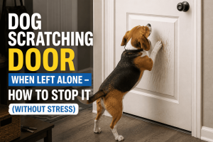 dog scratching door when left alone