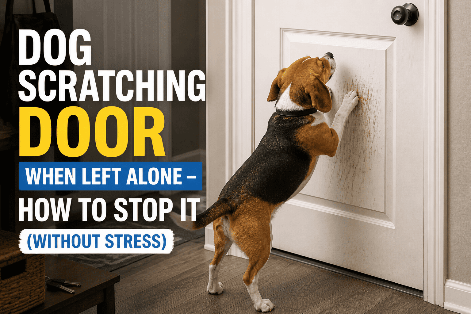dog scratching door when left alone